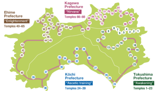 Map of the Shikoku Pilgrimage Circuit from Shikoku Japan 88 Route Guide Book