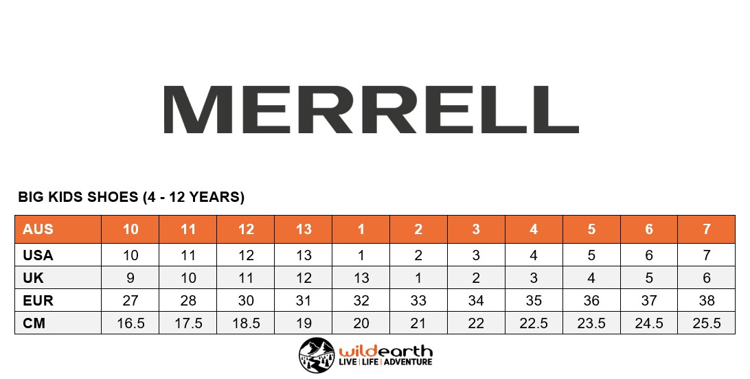 Merrell Kids Size Guide