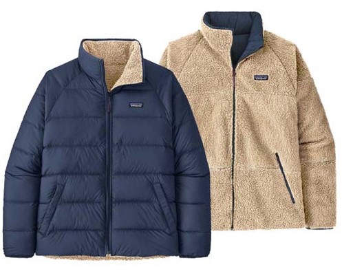 Patagonia Reversible Silent Down Fleece Mens Jacket - New Navy