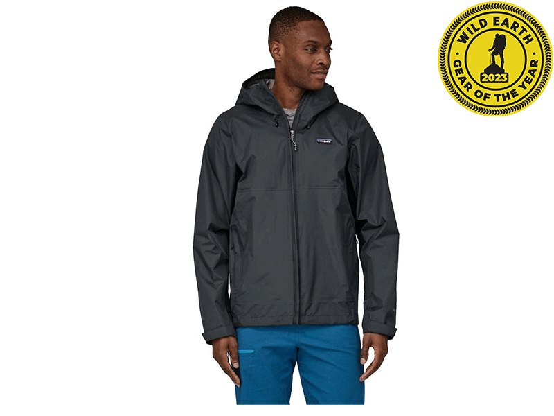 Patagonia Torrentshell 3L Waterproof Jacket with the Wild Earth Gear of the Year 2023 logo