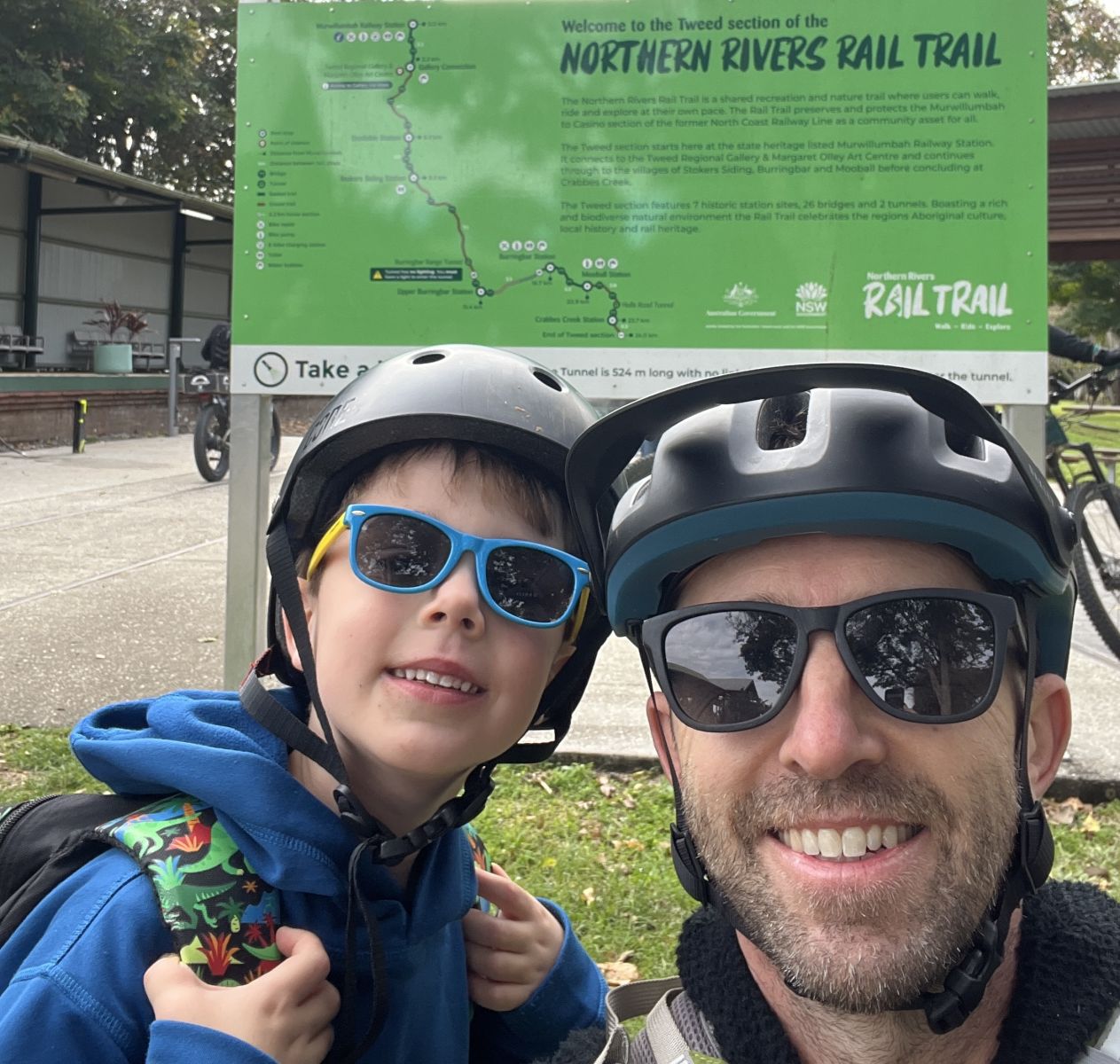 Photo at the start of the Northern Rivers Rail Trail