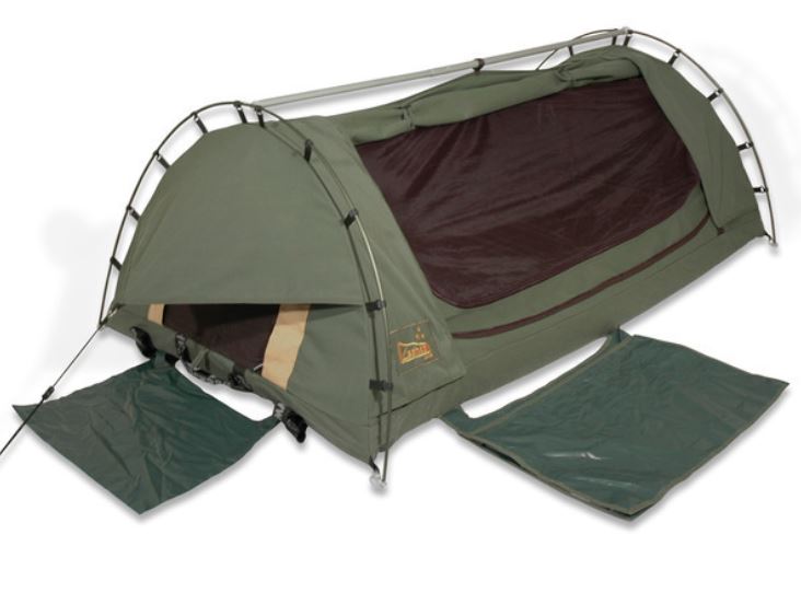 Sahara Drover Queen Freestanding Dome Canvas Swag & Bag - Green