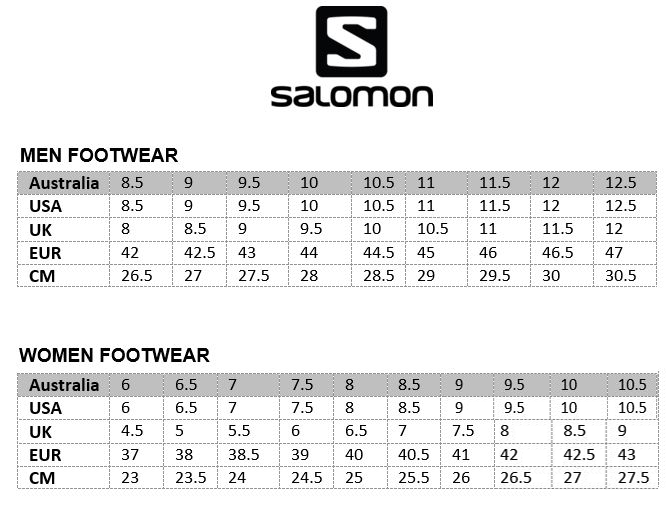 Salomon Shoe Size Conversion Chart