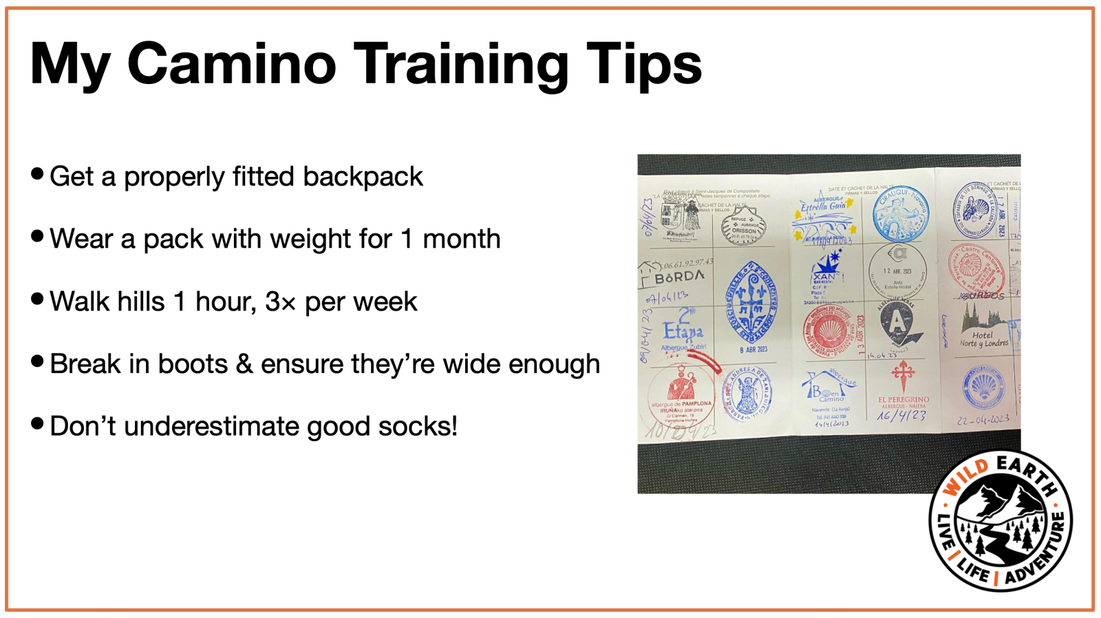 camino training tips slide image