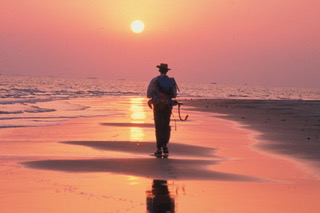 On the Bay of Bengal starting off for Everest, January 1990