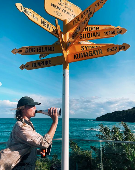 Kate Donald at the finish sign of Te Araroa