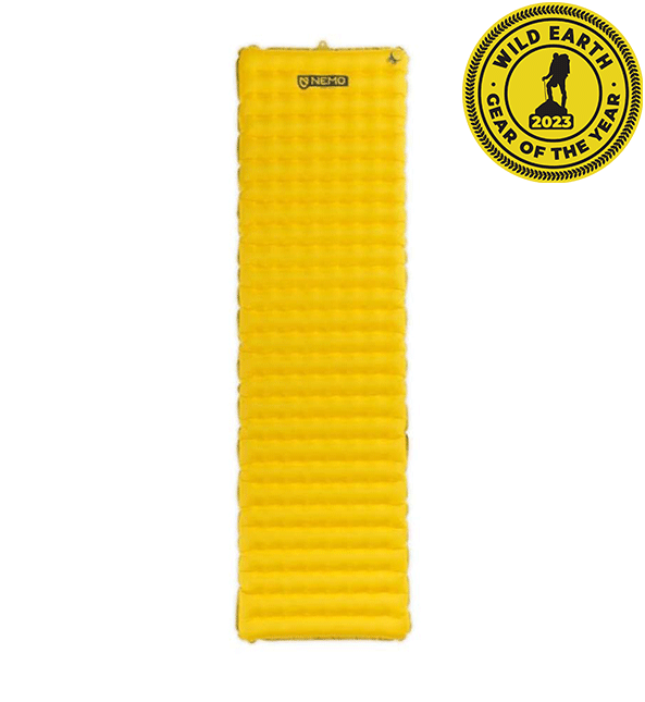 Nemo Tensor Insulated Ultralight Sleeping Pad with the Wild Earth Gear of the Year 2023 logo
