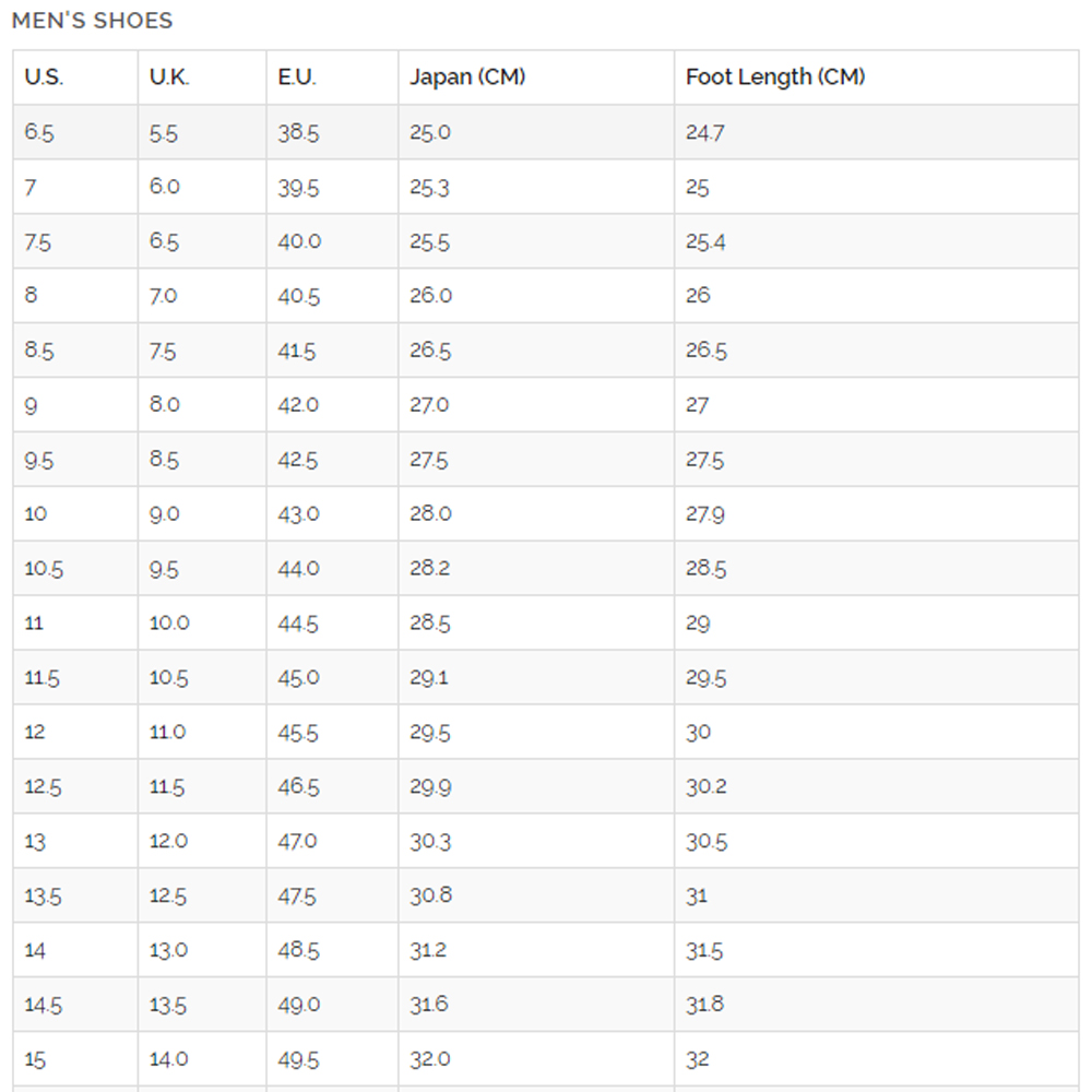 teva size guide