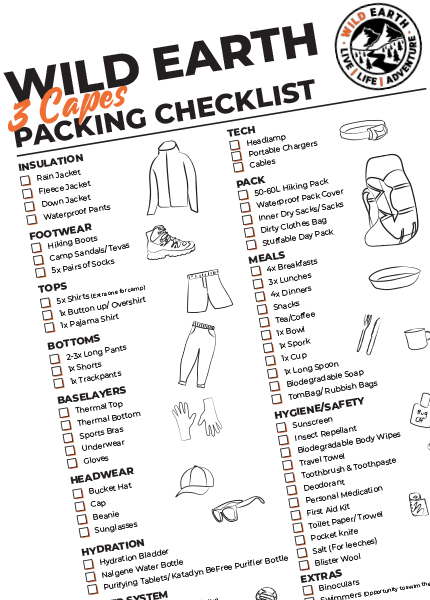 Wild Earth Three Capes Packing Checklist