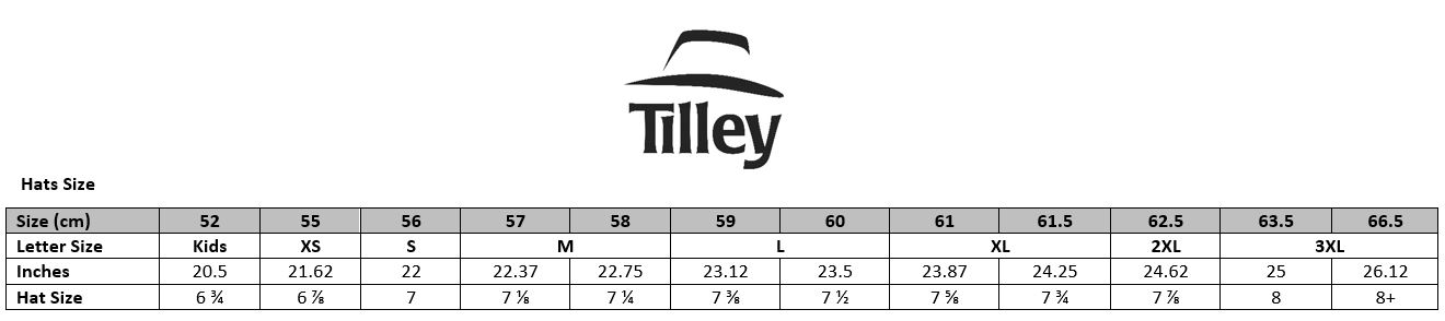 Tilley Size Chart