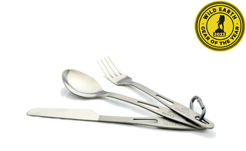 Toaks 3 Piece Cutlery Set with the Wild Earth Gear of the Year 2023 logo