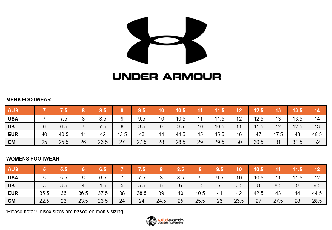 Under Armour Footwear Size Guide