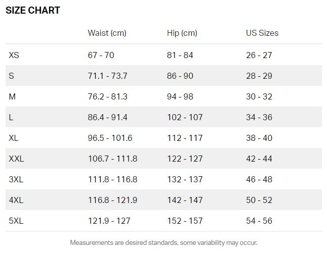 Under Armour Mens Bottoms Size Guide