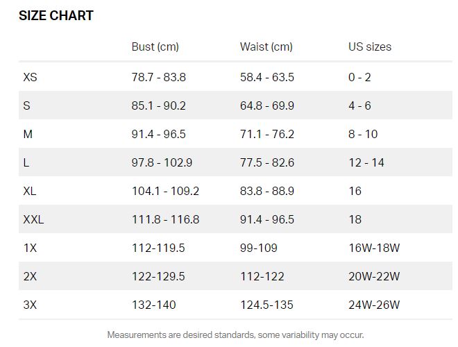 Under Armour Womens Tops Size Guide