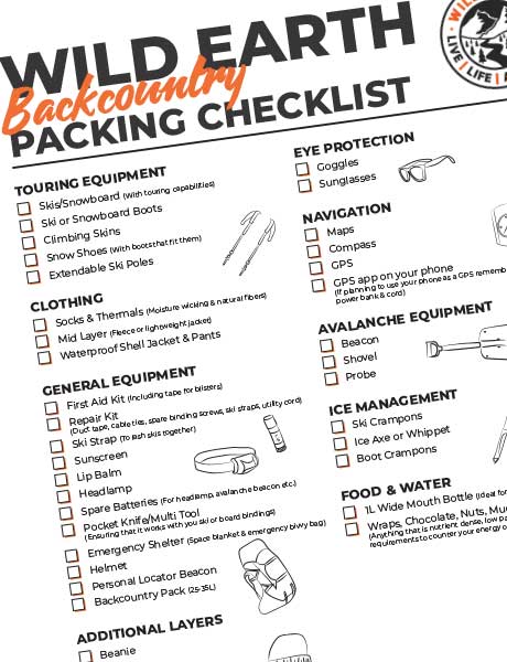 Wild Earth Backcountry Packing Checklist Graphic