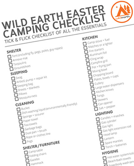 Wild Earth Easter Camping Checklist form