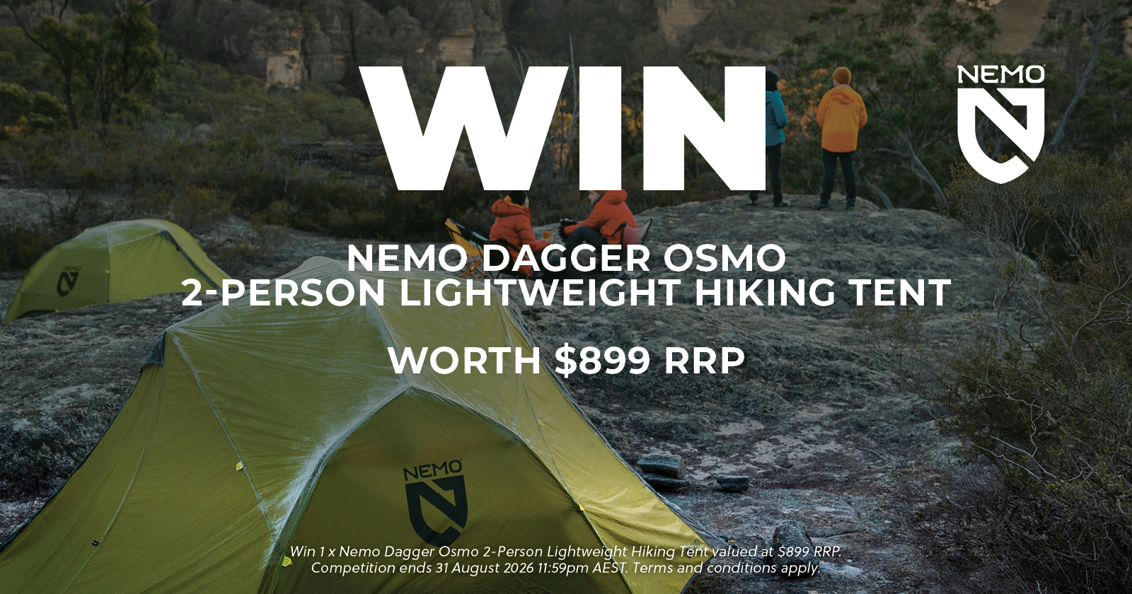 Win a Nemo Dagger Osmo 2 Person Tent worth $899RRP. Competition ends 31 August 2026 11:59pm AEST. Terms and conditions apply. 