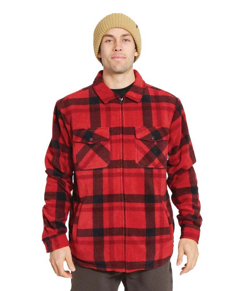 XTM Woodsman Plaid Check Sherpa Mens Jacket - Red - L