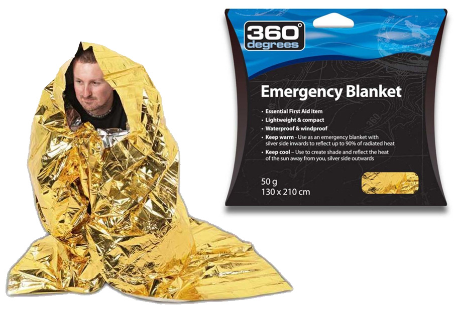 emergency blanket in use