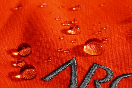 water beading off rain jacket