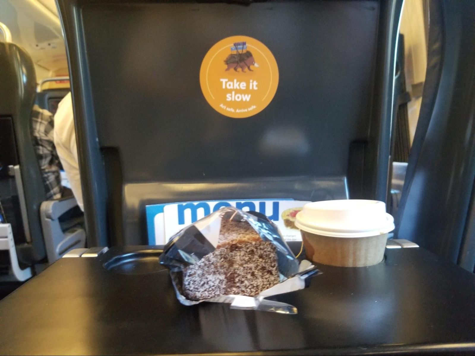 Ronan's lunch on the Spirit of Queensland train