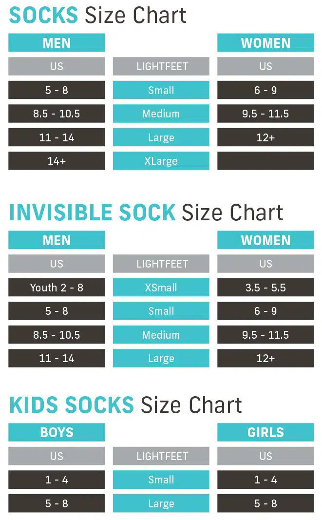 Lightfeet Sock Size Chart