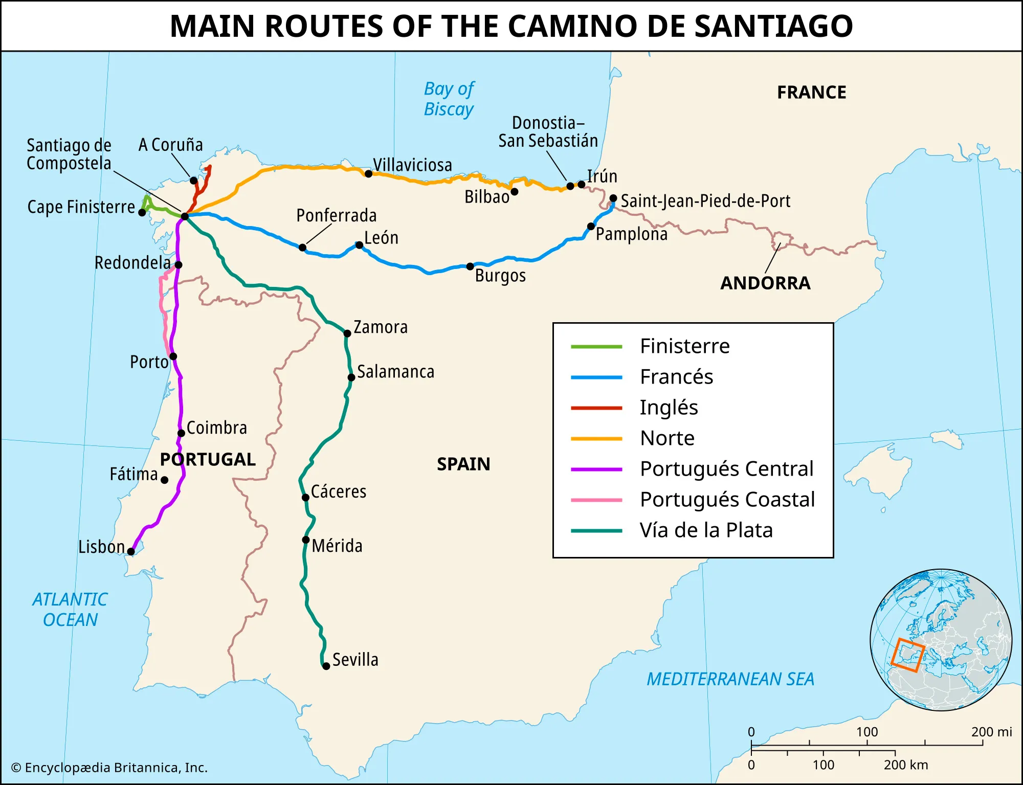Image of Map of Camino Routes