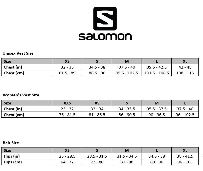 Salomon Running Vest Sizeguide