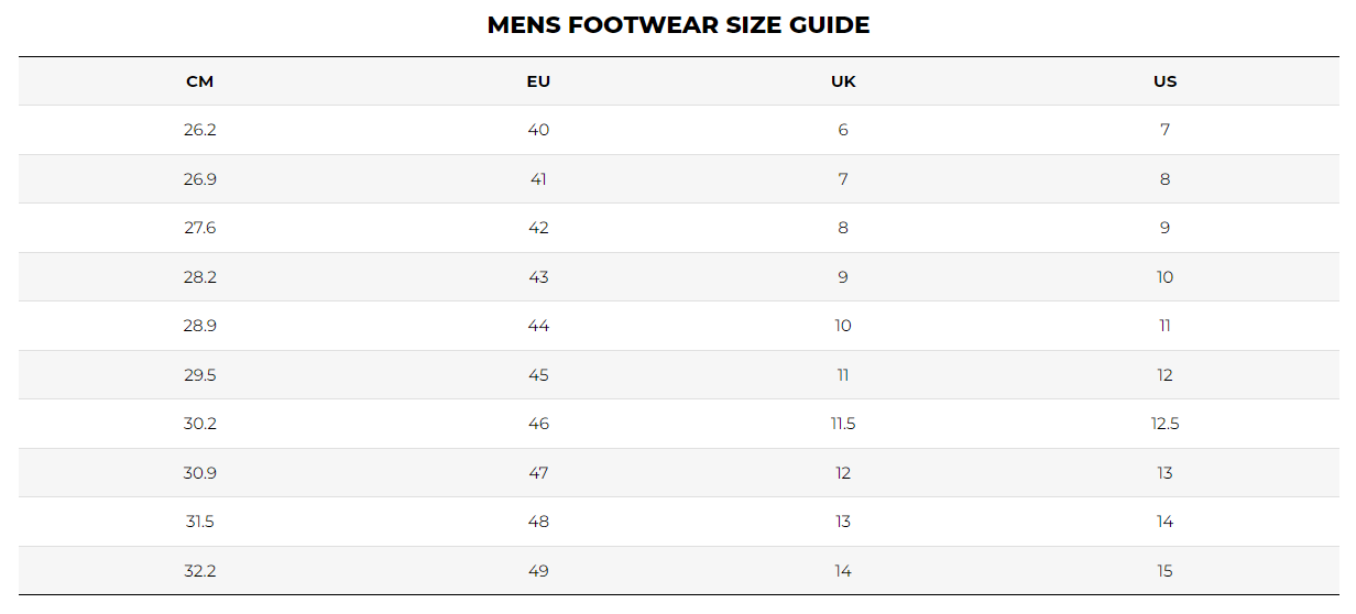 Vivobarefoot Mens Footwear Size Guide