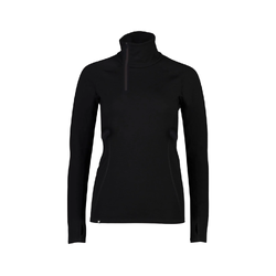 Mons Royale Womens Olympus Merino Base Layer 1/2 Zip Long Sleeve - Black
