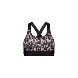 Mons Royale Stella X-Back Womens Merino Bra - Rock Leopard/Black