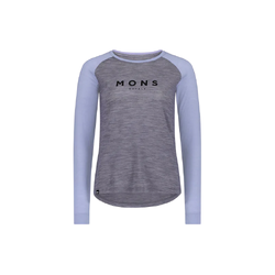 Mons Royale Icon Womens Merino Long Sleeve Raglan T-Shirt - Grey Heather/Skyline