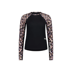 Mons Royale Bella Tech Merino Womens Long Sleeve Shirt - Rock Leopard/Black