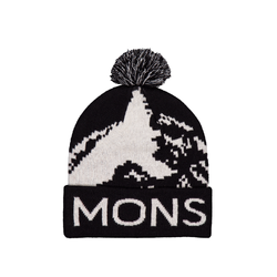 Mons Royale MTN Pixel Unisex Merino Pom Pom Beanie - Black/White