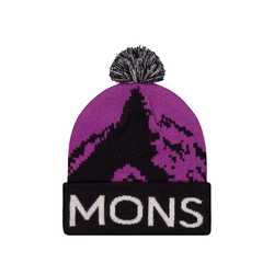 Mons Royale MTN Pixel Unisex Merino Pom Pom Beanie - Purple Bolt/Black