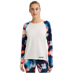Burton Roadie Base Layer Tech Womens Long Sleeve T-Shirt - Stout White/Floral Blue