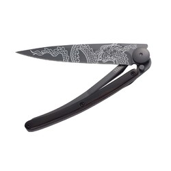 Deejo Tattoo Black Granadilla Japanese Dragon Knife