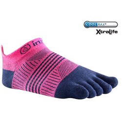 Injinji Women's Run Lightweight No Show Coolmax Xtra - Pink/Navy