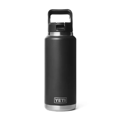 YETI Rambler Insulated Water Bottle with Straw Cap - 36oz/1065ml - Black