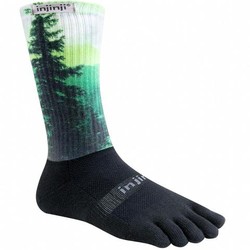 Injinji Trail Midweight Performance Toe Socks Crew Xtralife - Forest Spectrum