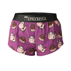 ChicknLegs 1.5in Split Womens Running Shorts - Choccy Cows