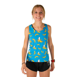 ChicknLegs Performance Womens Running Singlet - Blue Bananas