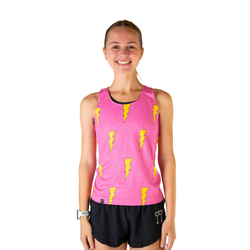 ChicknLegs Performance Womens Running Singlet - Pink Bolts