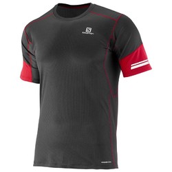 Salomon Agile Mens Short Sleeve Running Tee - Black/Matador-X