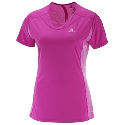 Salomon Agile Womens Short Sleeve Running Shirt - Rose Violet Super Pink