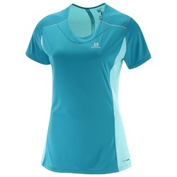 Salomon Agile Womens Short Sleeve Running Shirt - Enamel Blue Blue Radiance