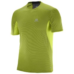 Salomon Trail Runner Mens Short Sleeve Running Shirt- Lime Green Black