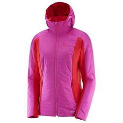 Salomon Drifter Womens Mid Hoodie Fleece - Rose Violet Flame Scarlet