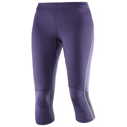 Salomon Agile Womens 3/4 Running Tights - Purple Velvet