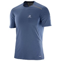 Salomon Trail Runner Mens Short Sleeve Running Shirt- Vintage Indigo Black